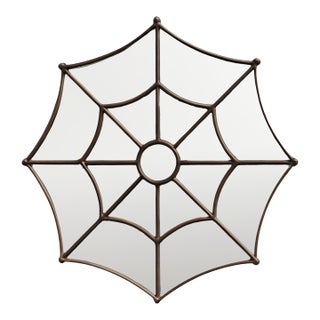 Vintage Wrought Iron Spiderweb Mirror For Sale