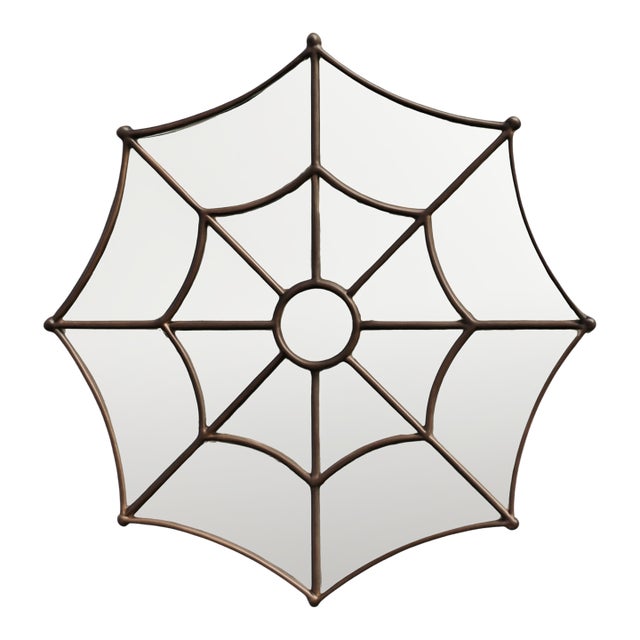 Vintage Wrought Iron Spiderweb Mirror For Sale