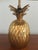 American Petite Brass Pineapple Lamp With Black Tole Shade For Sale - Image 3 of 8