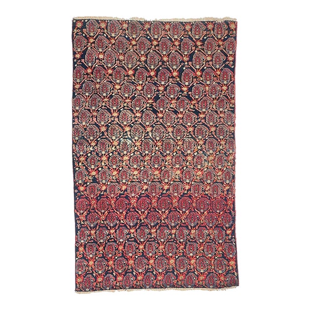 Antique Fragment Rug Zoroastrian Flame Pattern Rug 3.4 x 5.7 For Sale