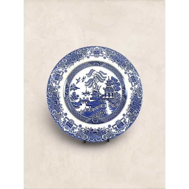 Vintage English Blue & White Chinoiserie Transferware Luncheon Plates A charming pair of vintage English blue and white...