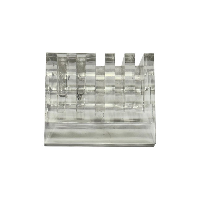 Guzzini Vintage Signed Lucite Wave Desk Organizer & Letter Holder For Sale - Image 4 of 7
