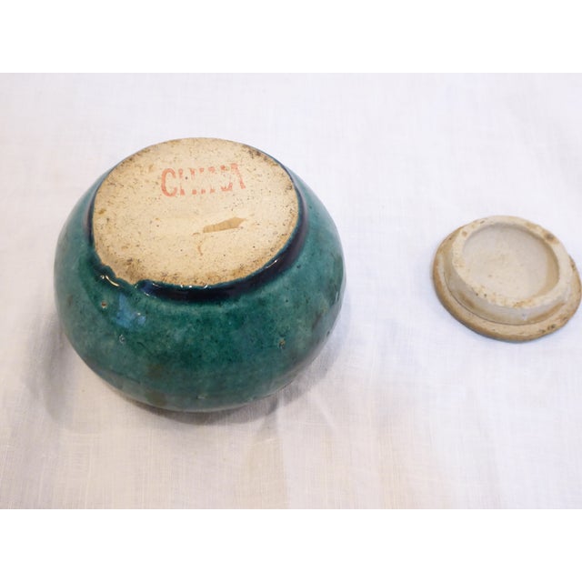 Chinese Antique Chinese Teal Ceramic Ginger Jar For Sale - Image 3 of 3