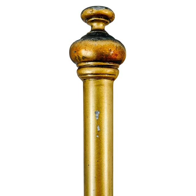Antique English Victorian Solid Brass Full Size Headboard, Tall Post, 100% Brass, Arched Scrollwork C. 1890s For Sale - Image 9 of 13