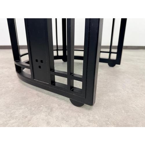 Black Postmodern Chat Barrel Armchairs attributed to Umberto Asnago for Giorgetti, Italy, 1980s, Set of 2 For Sale - Image 8 of 16