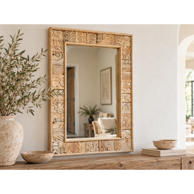 This charming wall mirror brings a touch of rustic farmhouse style to your home. Design and reconstructed by de-cor from a...