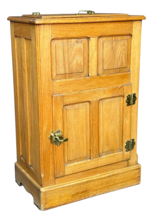 1940s Oak Hinged Top/Tin Lined/Front Door Ice Box