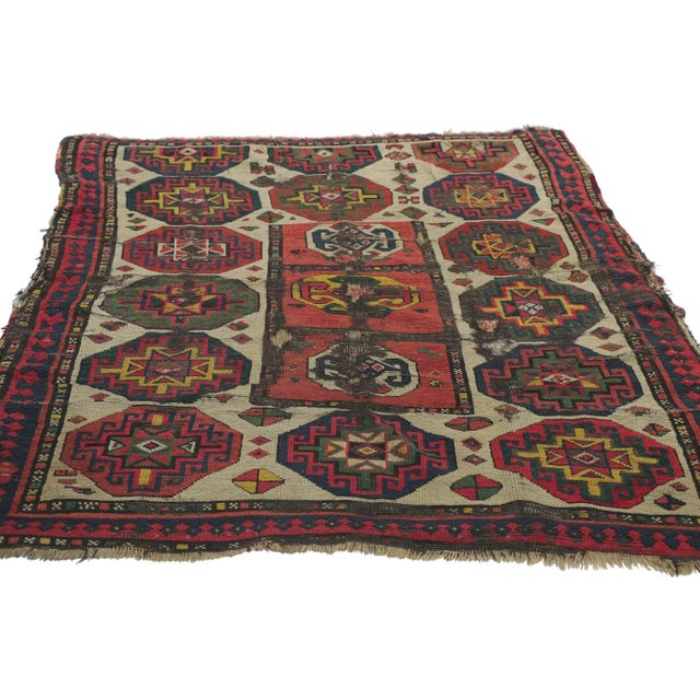 Tribal Late 19th Century Antique Caucasian Kazak Rug, 04'00 X 05'10 For Sale - Image 3 of 10