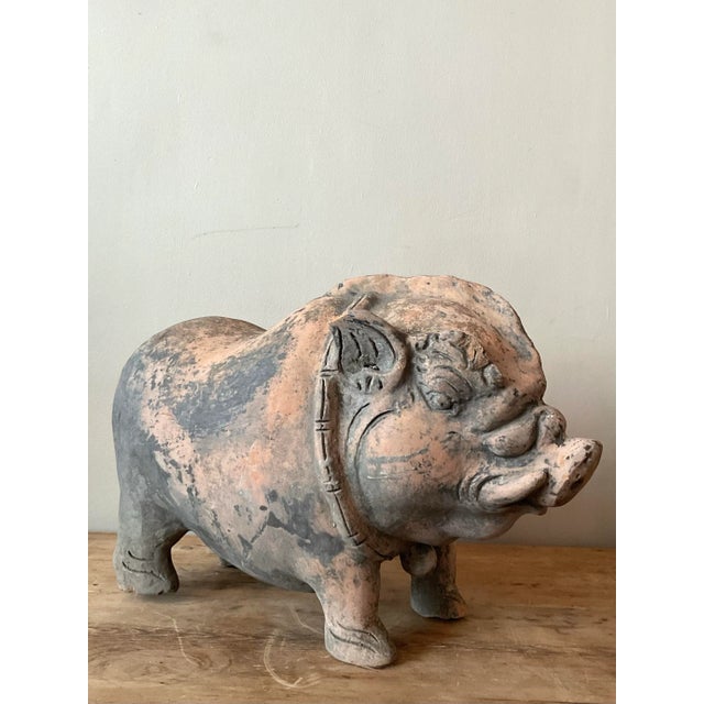 Ceramic Vintage Boho Terracotta Pig For Sale - Image 7 of 7