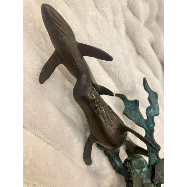 Brass 1980s Spi Solid Brass Humpback Whale & Calf Sculpture For Sale - Image 8 of 10