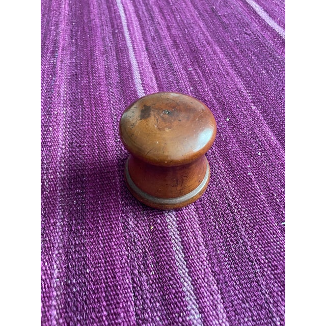 This beautiful patinated treen box has a soft waxed glow and wonderful shape> The top just slips on and off ad the lid was...