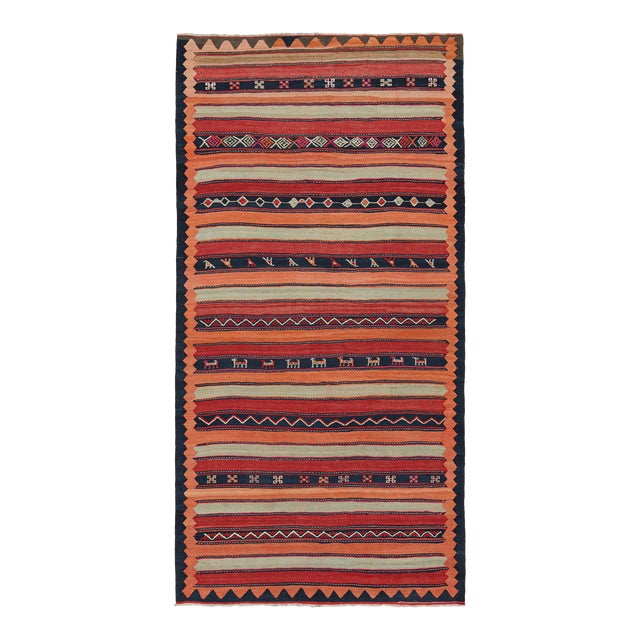 Vintage Shahsavan Persian Kilim in Stripes and Geometric Patterns by Rug & Kilim For Sale