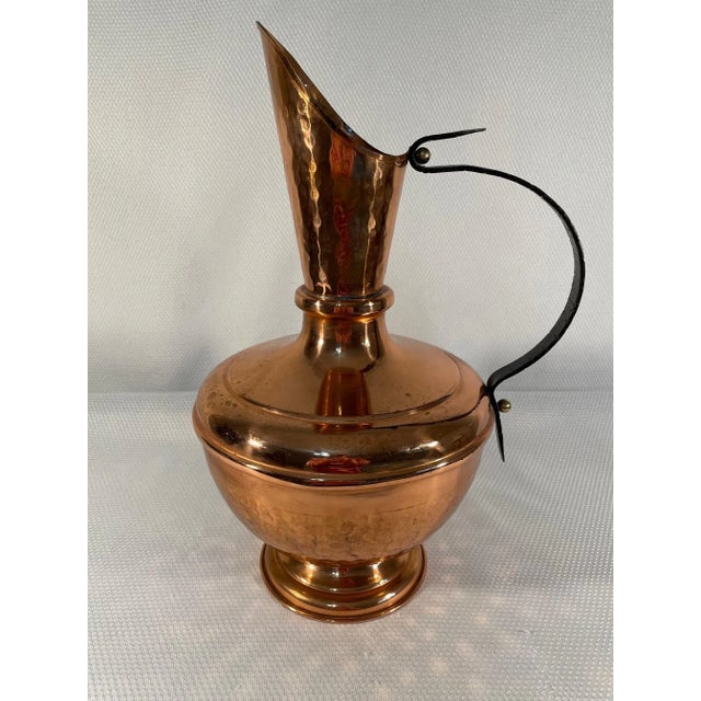 Antique French Hammered Copper Villedieu Pitcher For Sale - Image 11 of 12