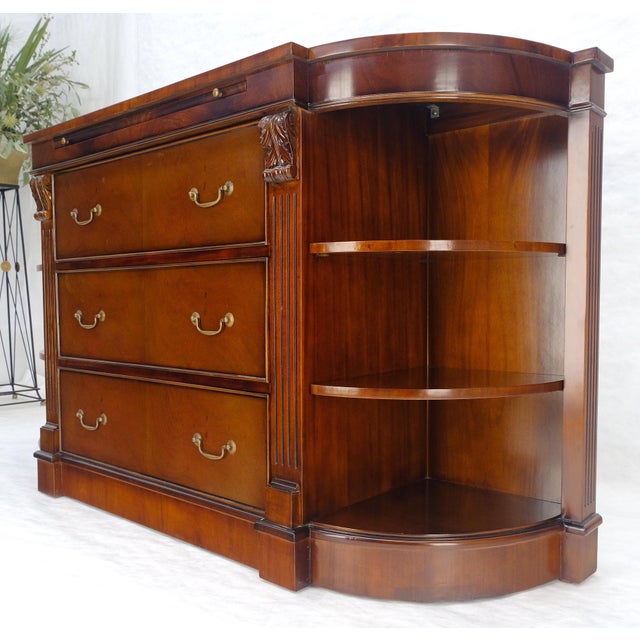 Wood Mahogany c1940s 3 Drawer Shelves Sideboard Credenza Console MINT For Sale - Image 7 of 18