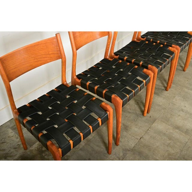 Italian Mid-Century Leather and Beech Dining Chairs - Set of Six For Sale - Image 12 of 12
