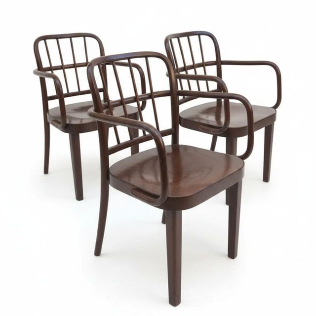 Bentwood Armchairs attributed to Josef Hoffmann for Thonet, Czechoslovakia, 1940s, Set of 3 For Sale - Image 9 of 9