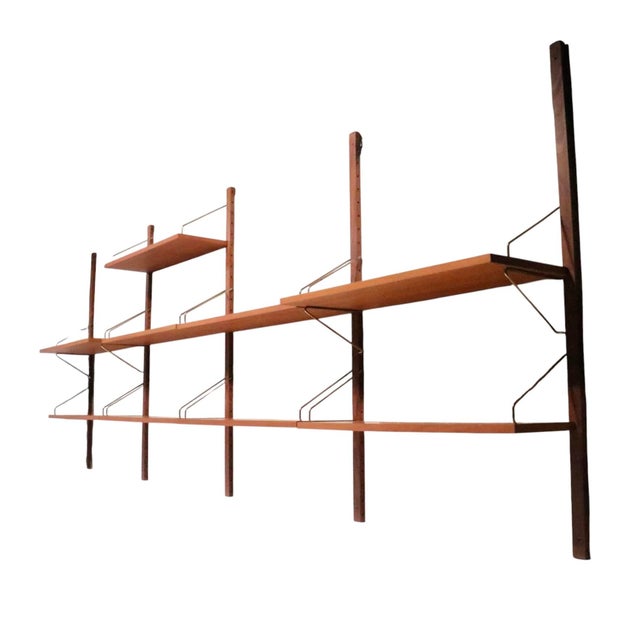 Poul Cadovius Mid Century Danish Modern Wall Shelf Unit After Cadovius C. 1950/60's For Sale - Image 4 of 18