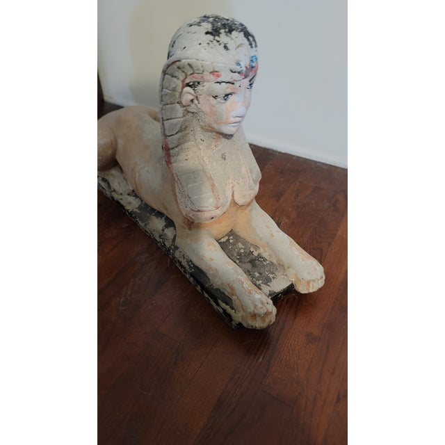 Traditional 1920s Egyptian Spinx Garden Statue For Sale - Image 3 of 8