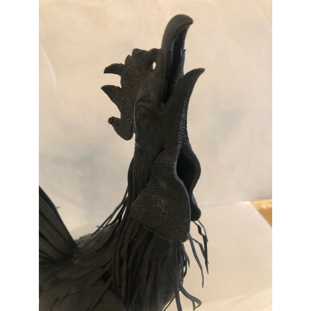 Black Hand Forged Iron Rooster Sculptures -A Pair For Sale - Image 8 of 12