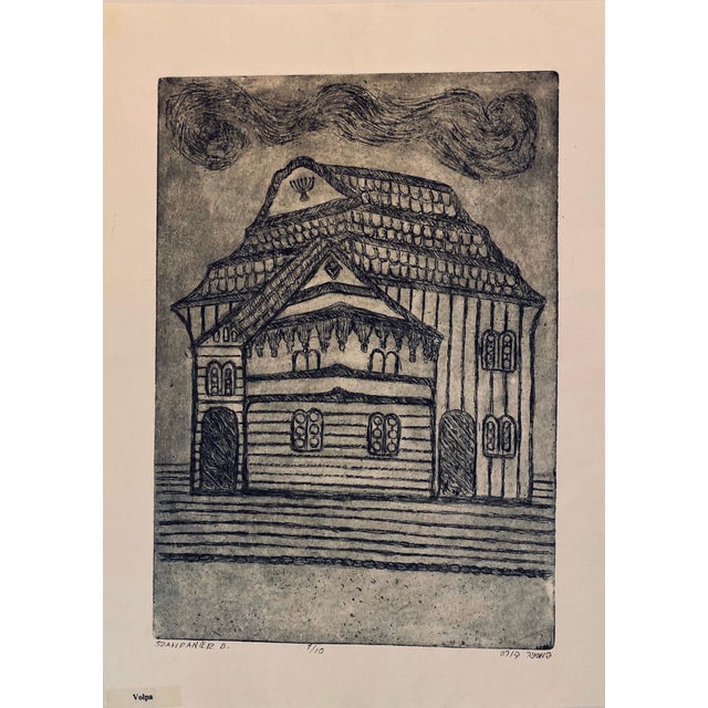 Dora Szampanier, Etching of destroyed synagogue - Volpa, Belarus For Sale
