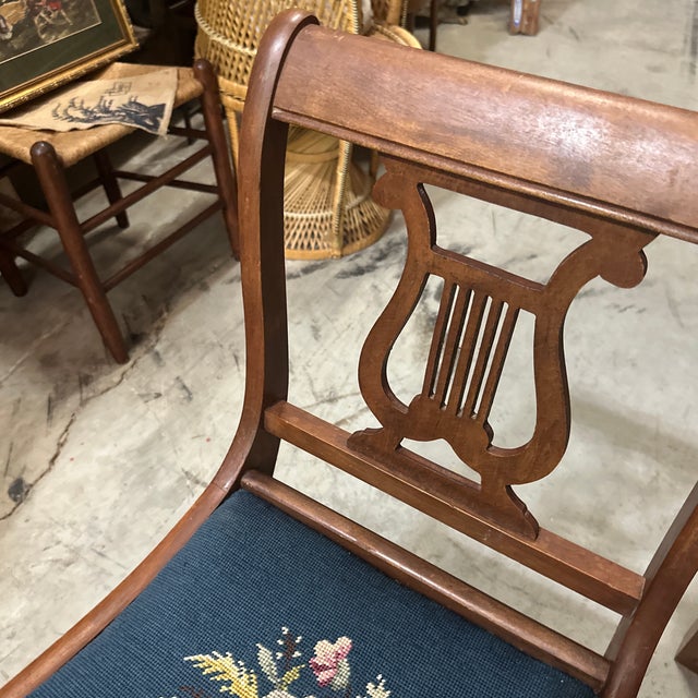 1970s 1970s Wooden Mid Century Modern Carved Needlepoint Chair For Sale - Image 5 of 7