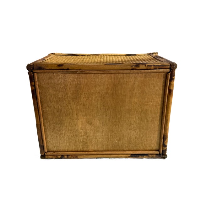 Vintage Tortoiseshell Bamboo and Rattan Storage Box For Sale - Image 14 of 14