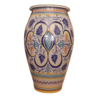 Large Vintage Italian Vase in Stoneware, Deruta, Italy, 1980s For Sale