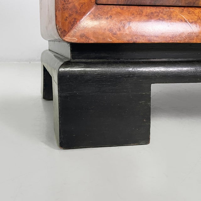 Italian Art Deco Bedside Table in Wood and Black Wood, 1930s, Set of 2 For Sale - Image 15 of 17