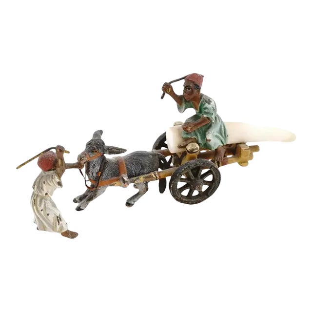 Antique Vienna Bergmann Painted Cast Bronze Figural Group For Sale