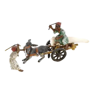 Antique Vienna Bergmann Painted Cast Bronze Figural Group