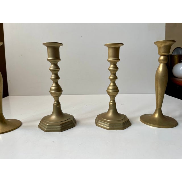 1970s Vintage Danish Classical Candleholders in Brass, 1970s, Set of 4 For Sale - Image 5 of 9