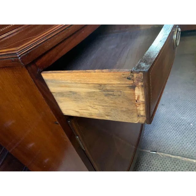 Early 20th Century Edwardian Satinwood Inlaid Mahogany Bow-Front Two Part Chest With Display Top For Sale In Washington DC - Image 6 of 13