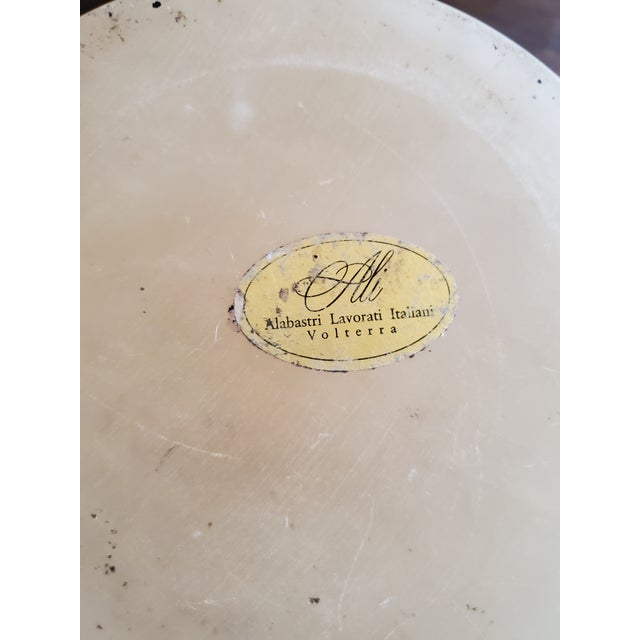 Large Vintage Alabaster Carved Round Pedestal Bowl Italian by Ali For Sale In San Diego - Image 6 of 12