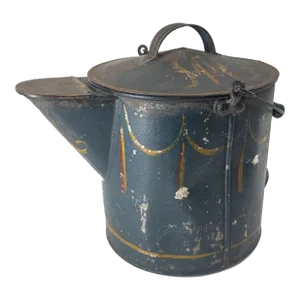19th or 20th Century Blue Pennsylvania Dutch or Swedish Style Painted Bucket