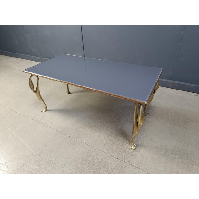 Hollywood Regency Vintage Brass Swan Coffee Table, 1970s For Sale - Image 3 of 11