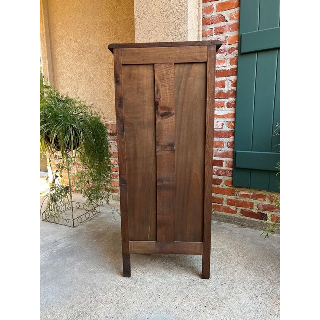 Petite Vintage French Provincial Armoire Cabinet Louis XV Linen Cupboard C1940 For Sale - Image 12 of 18