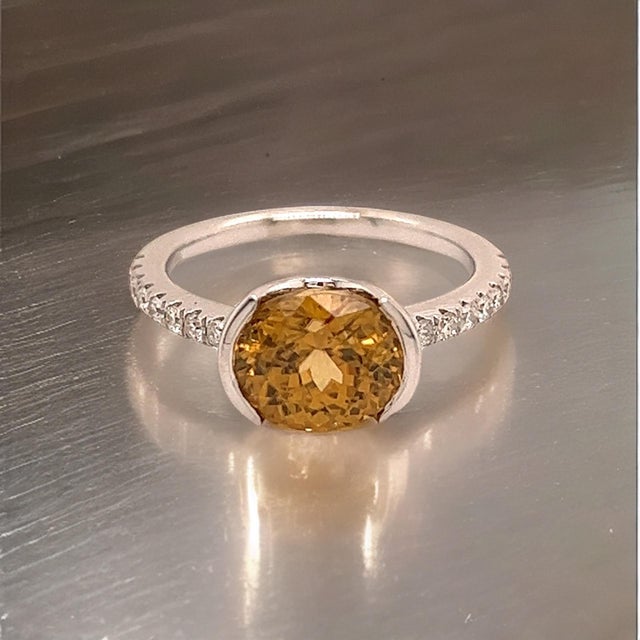 Natural Zircon Diamond Ring 6.5 14k White Gold 3.5 TCW Certified For Sale - Image 11 of 12
