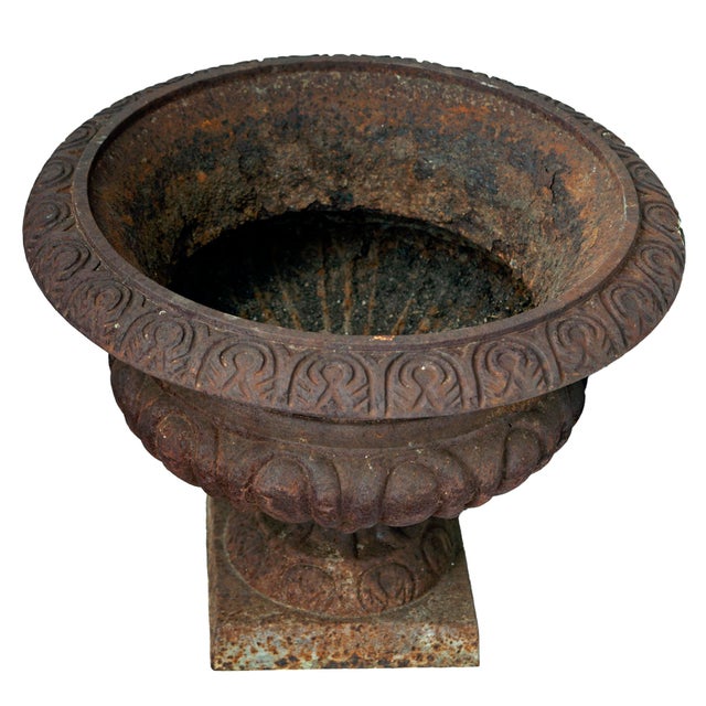 1990s Rusted English Garden Urns, Pair For Sale - Image 4 of 12