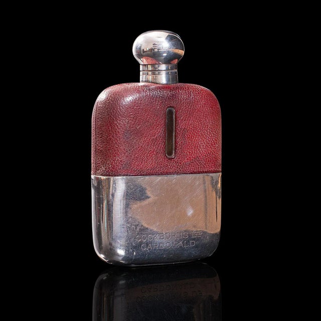 1920s Antique Silverplate & Leather Hip Flask For Sale - Image 13 of 13
