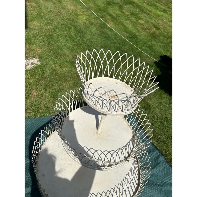 Victorian Late 19th Century Victorian White Wrought Iron 3 Tiered Plant Stand For Sale - Image 3 of 4