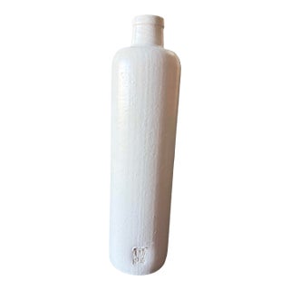 Tall White Textured Ceramic Bottle: Minimalist Vessel For Sale