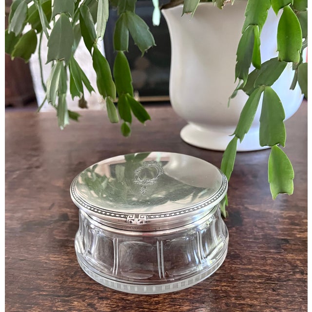 Metal Antique Gorham Sterling Silver & Cut Glass Dresser Jar, Circa 1910 For Sale - Image 7 of 15
