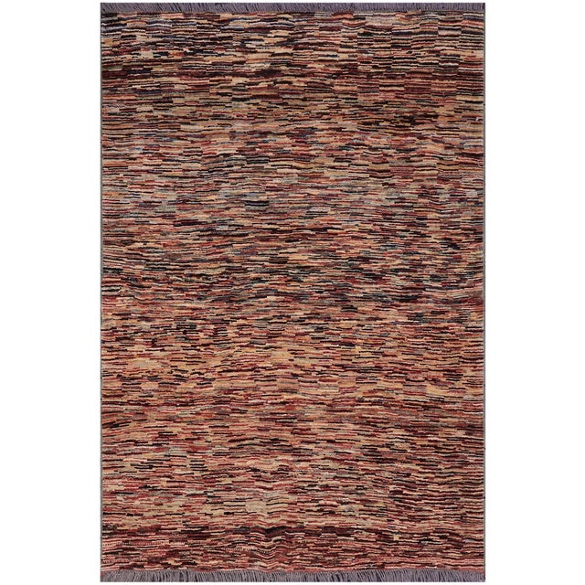 Bohemian Gabbeh Beige/Blue Wool Rug - 4'3'' X 5'3'' For Sale - Image 10 of 10