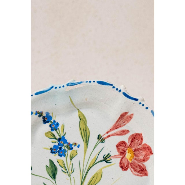 Mid 20th Century Set of 6 Hand Painted Floral Italian Plates For Sale - Image 11 of 14