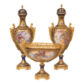 Sevres Porcelain Vessels, 19th Century, Set of 3 For Sale