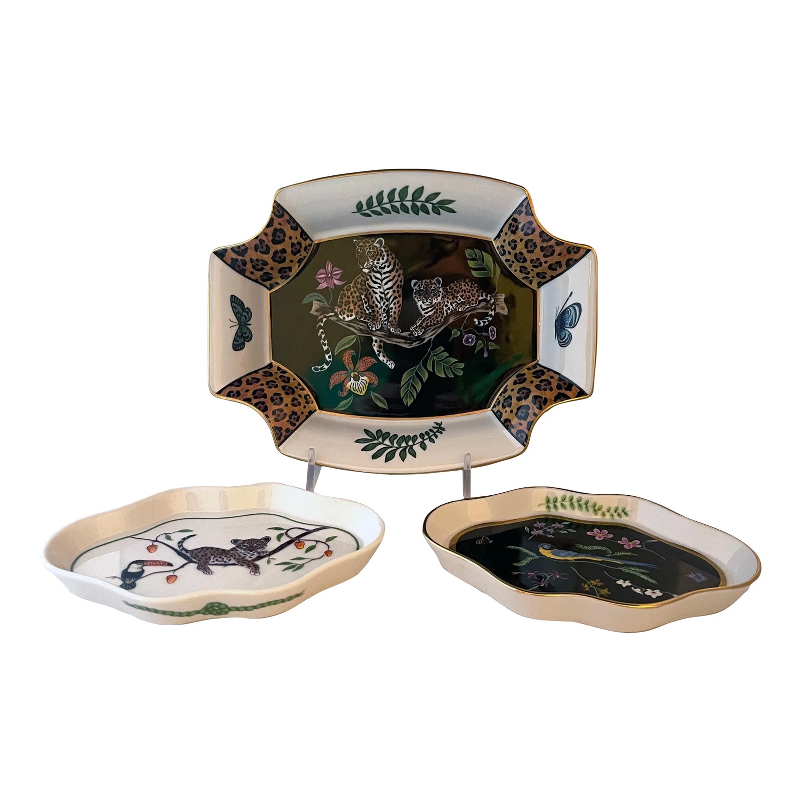Late 20th Century Lynn Chase Jaguar Jungle and Jungle Party Trays