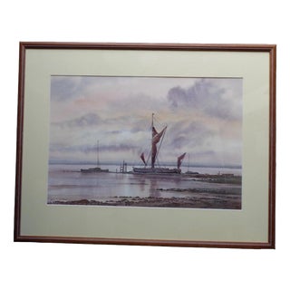 Keith Burtonshaw, Evening Reflections, Atmospheric Landscape Watercolour For Sale