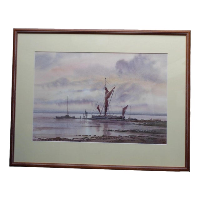 Keith Burtonshaw, Evening Reflections, Atmospheric Landscape Watercolour For Sale