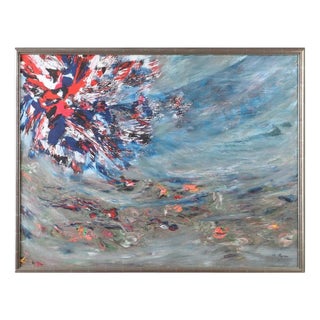 Keiko Ryu, Swedish Composition, 1960s, Oil on Canvas, Framed For Sale