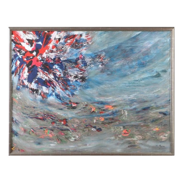 Keiko Ryu, Swedish Composition, 1960s, Oil on Canvas, Framed For Sale